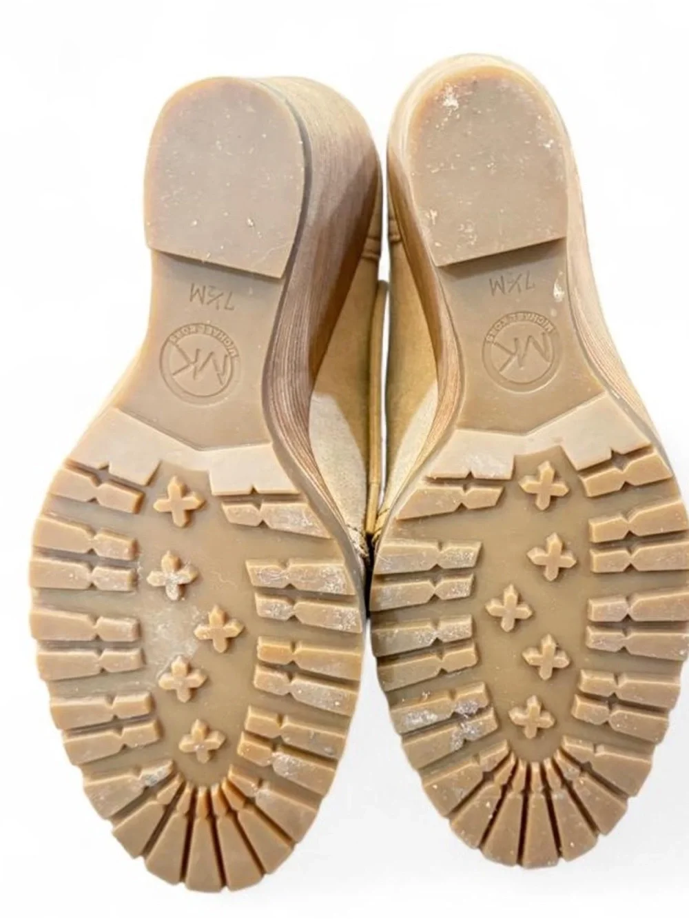 Michael Kors Beige Suede Wedge Lace-Up Boots